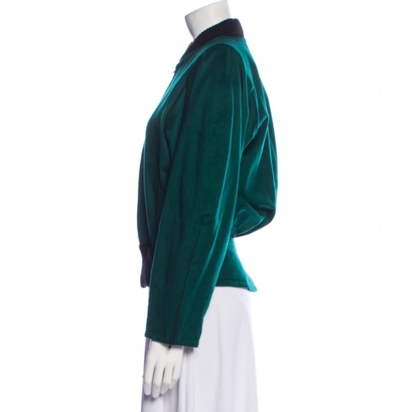 Yves Saint Laurent Rive Gauche Vintage 1992 Green Wool Bomber Jacket US 4 FR 36 - Picture 3 of 12